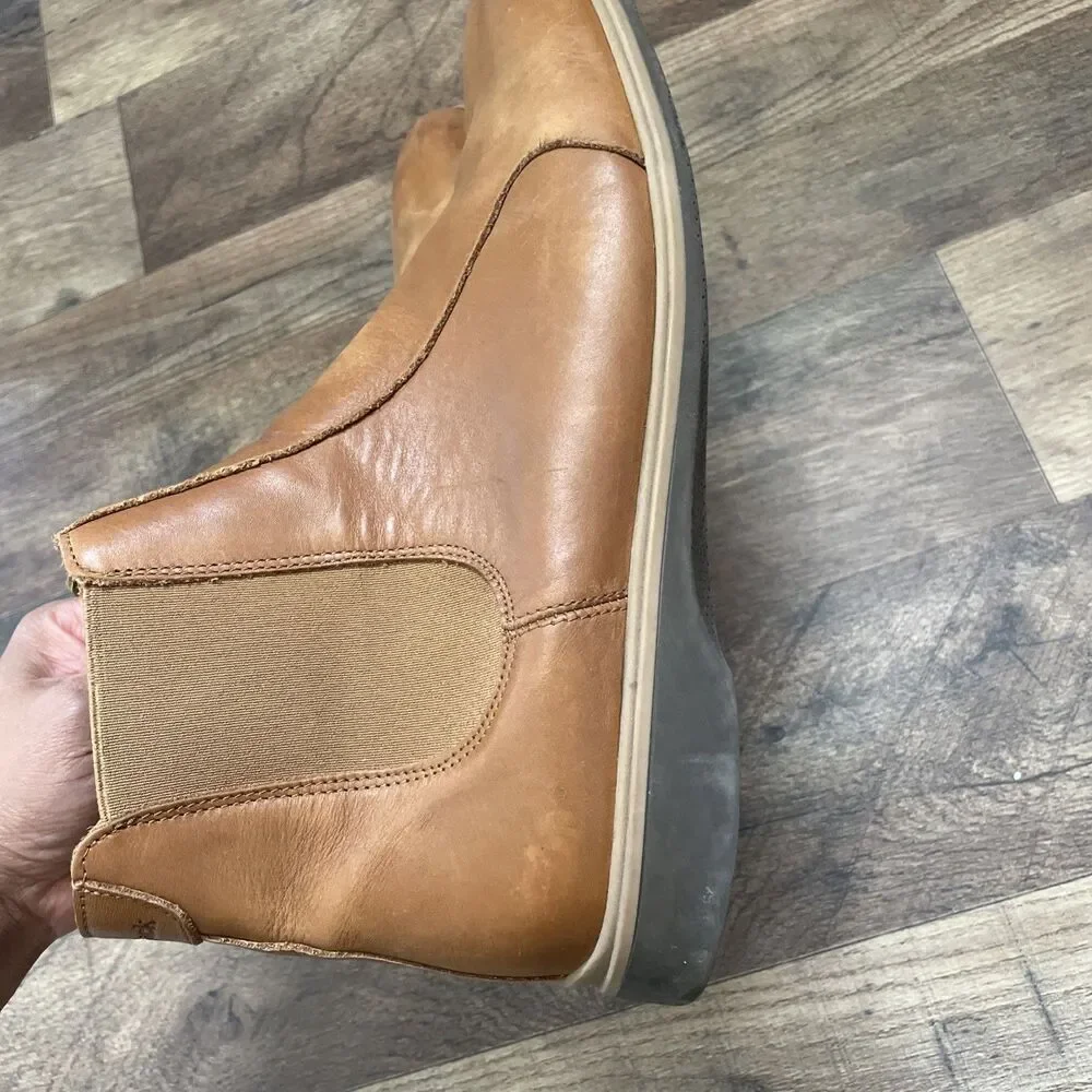 Amberjack Tan Leather Chelsea Ankle Boots Pull On Round Toe for Men Sz 11.5